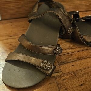 Vionic Bronze Metallic Strappy Sandals with Medallion Accents